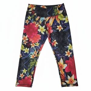 CALIA by Carrie Underwood Capri Leggings Sz M Tropical Floral With Zipper